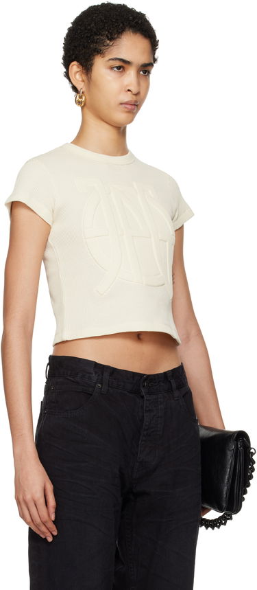 Crop top Jean Paul Gaultier Jean Paul Gaultier 'The JPG' Cropped T-Shirt Beige | 25/33-F-TS097E-J071-03, 1