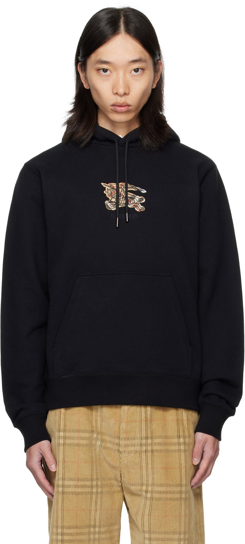 Sweatshirt Burberry Burberry Cotton Hoodie with Equestrian Knight Design Svart | 8116060