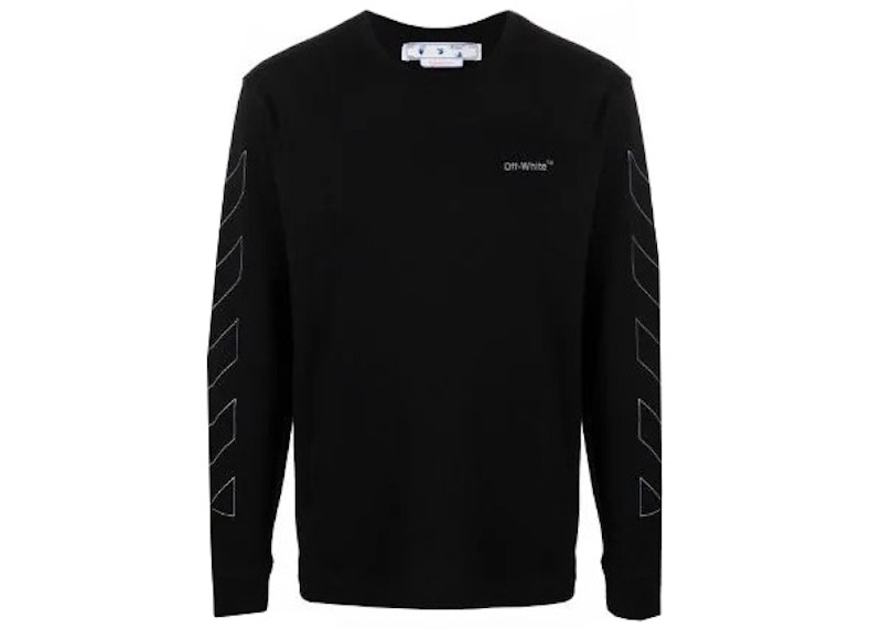 T-shirt Off-White Black Diag Outline Long Sleeve T-shirt Black Blå | 222607F110012, 0