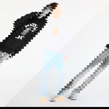 Sweatshirt BAPE College Puffy Relaxed Fit Pullover Hoodie Svart | 001PPK801012M BLK, 4