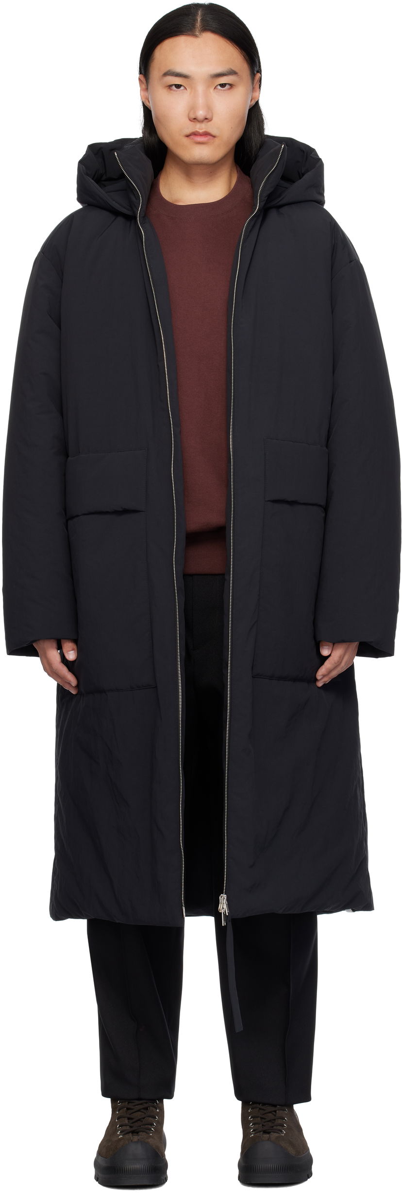 Pufferjacka Jil Sander Hooded Down Coat Svart | J47AF0144_J70008
