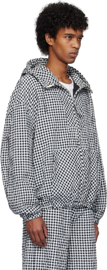 Vindjacka Marni Marni Gingham Seersucker Hooded Jacket Blå | JUMU0179SU UTN929, 4