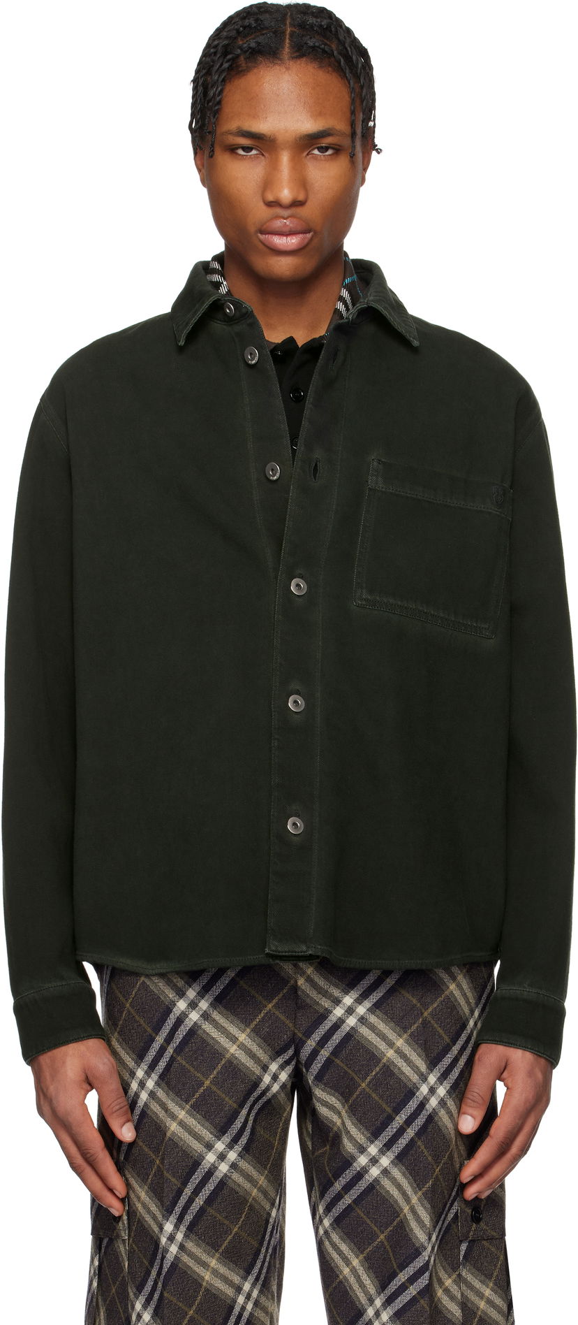Skjorta Burberry Burberry Garment Dyed Denim Shirt Grön | 8101259