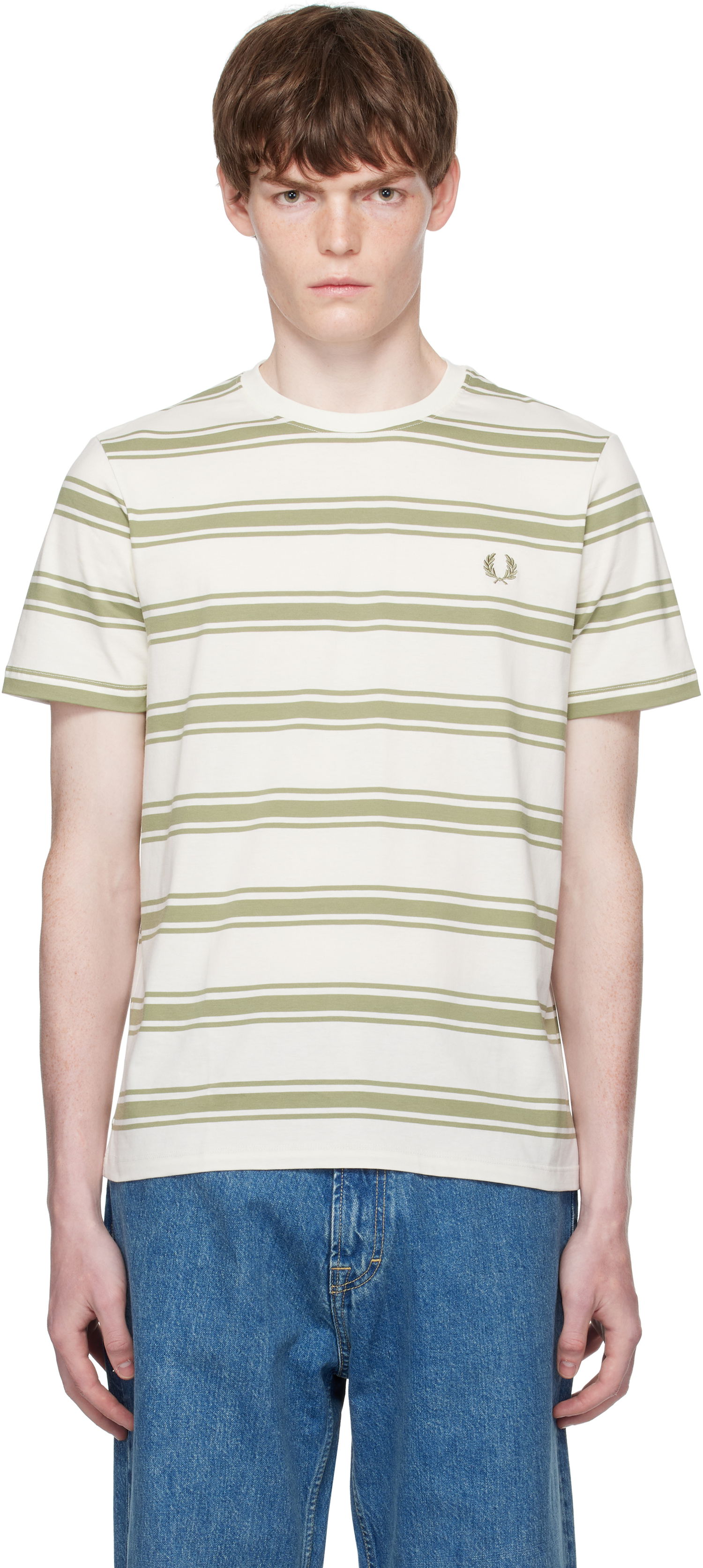 T-shirt Fred Perry Fred Perry Fine Stripe T-Shirt Vit | M9851, 0