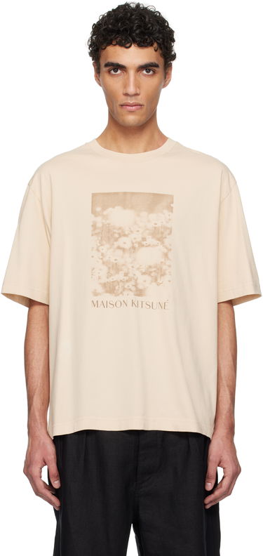 T-shirt MAISON KITSUNÉ Maison Kitsuné Daisy Field Oversize T-Shirt Beige | OM00114KJ7016, 0