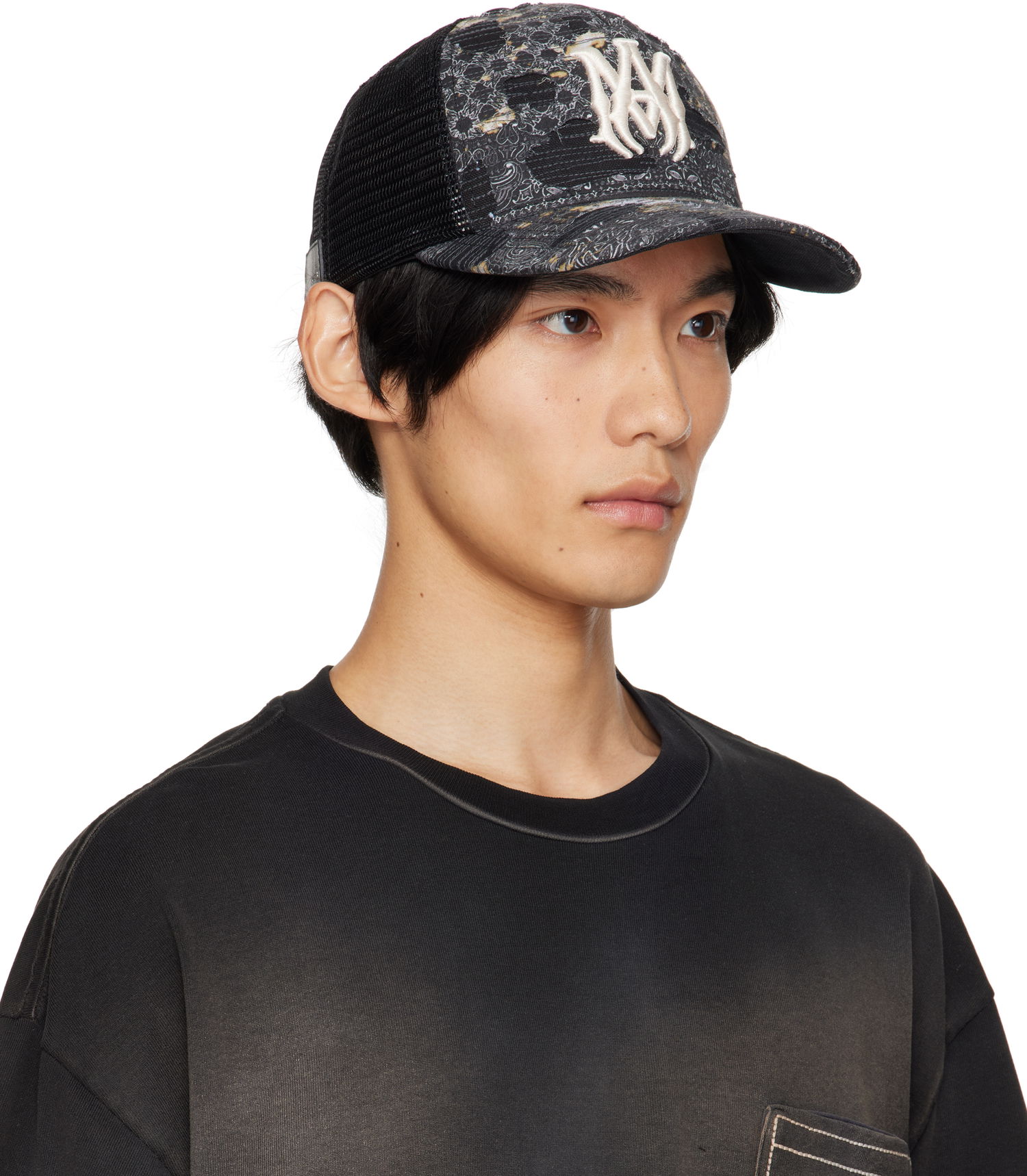 Keps AMIRI AMIRI Bandana Repair Trucker Cap Svart | AMHATR1028, 1