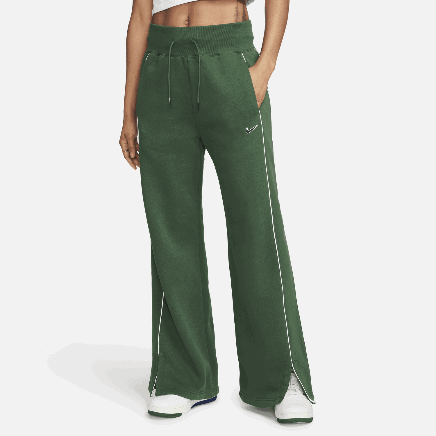 Träningsbyxor Nike Sportswear Phoenix Fleece High-Waisted Open-Hem Tracksuit Bottoms Grön | FV4972-323, 0