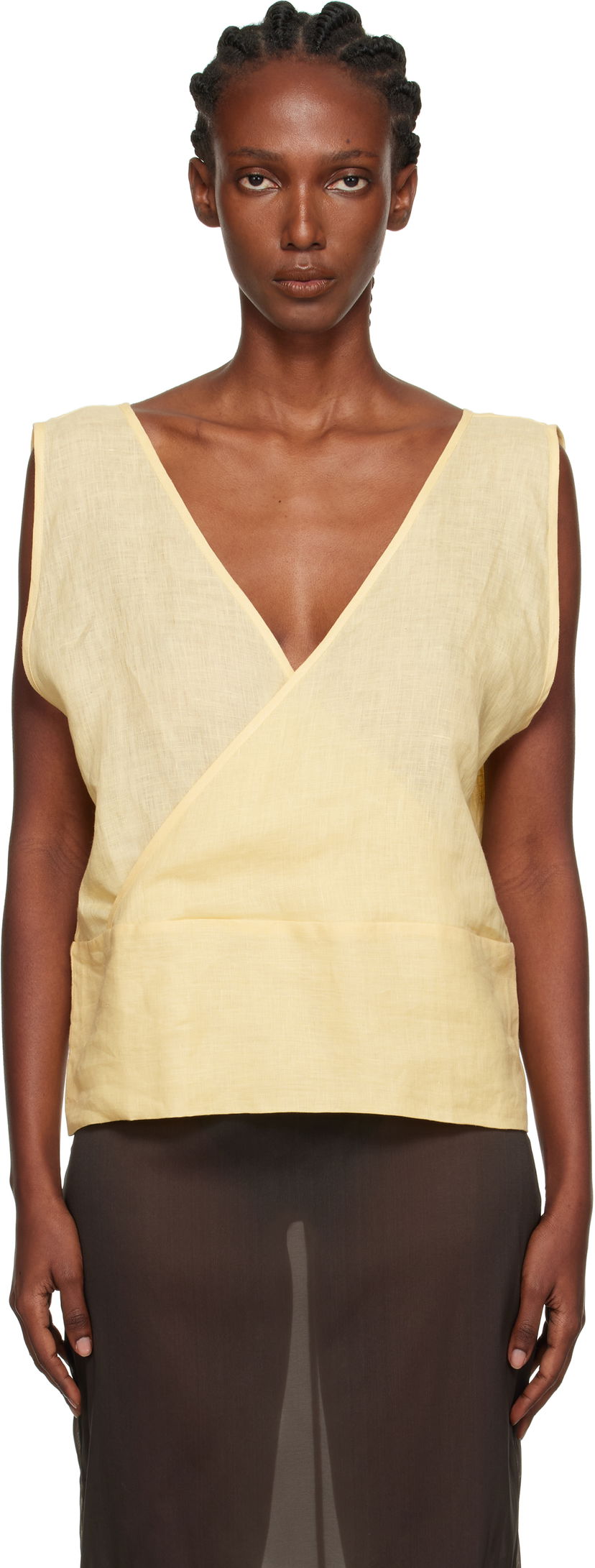 Linne Baserange Baserange Garlin Wrap Linen Top Gul | TSGA-FL-AU25