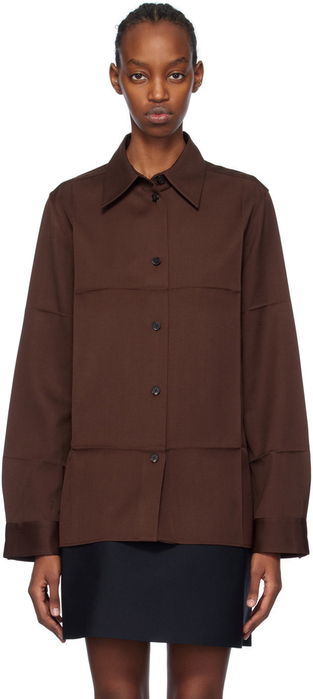 Skjorta Jil Sander Spread Collar Shirt Brun | J04DL0004_J40003