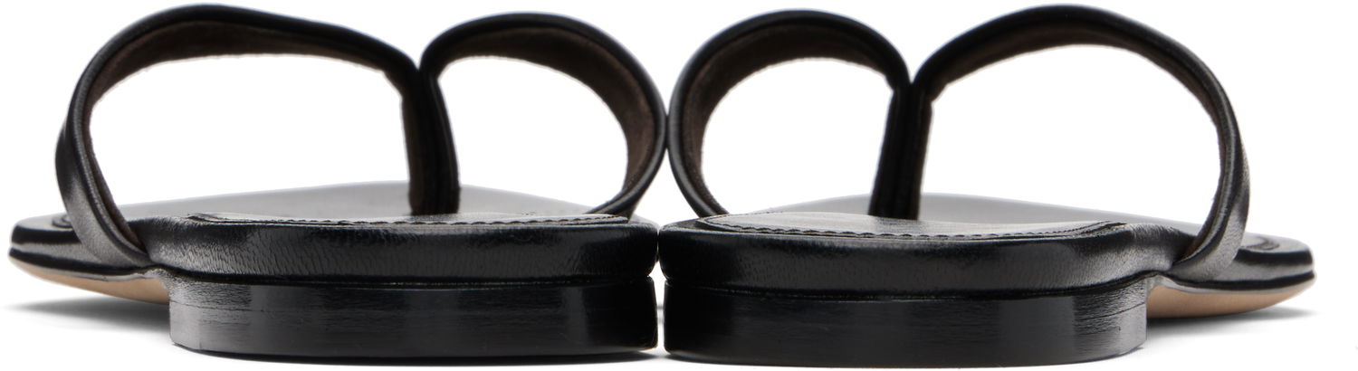 Sneakers och skor The Row Sacha Leather Flip-Flops Svart | F1697-SN65, 1