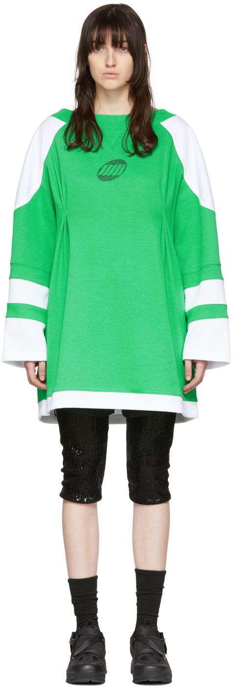 Sweater We11done We11done Cotton T-Shirt Dress Grön | WD-TO1-22-567-W-GR