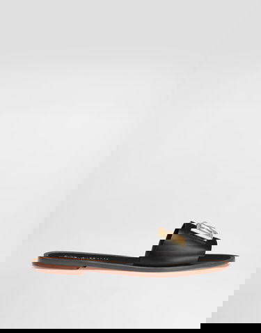 Tillbehör Dolce & Gabbana Dolce & Gabbana Calfskin Flat Slides With DG Logo Svart | CQ0619AW57680999, 0