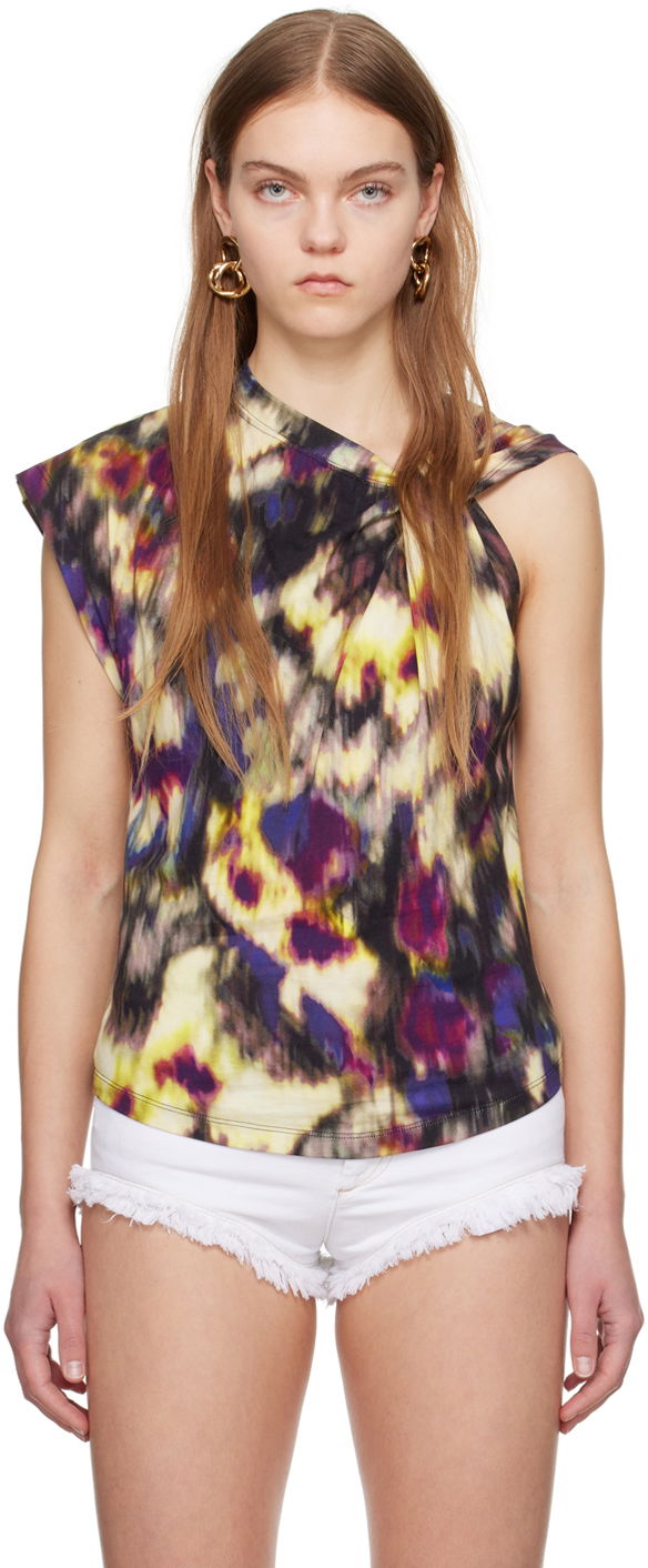 Linne Isabel Marant Étoile Etoile Nayda Abstract-Print T-Shirt Flerfärgad | 24PTS0175FA-B1N05E
