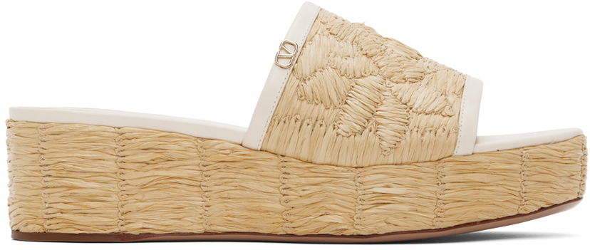 Sneakers och skor Valentino Valentino Garavani Raffia Wedge Sandals Beige | 4W2S0IR4JPK