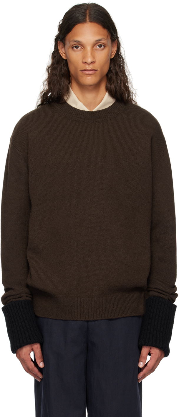 Sweater Dries Van Noten Rolled Cuff Sweater Brun | 242-021256-9707