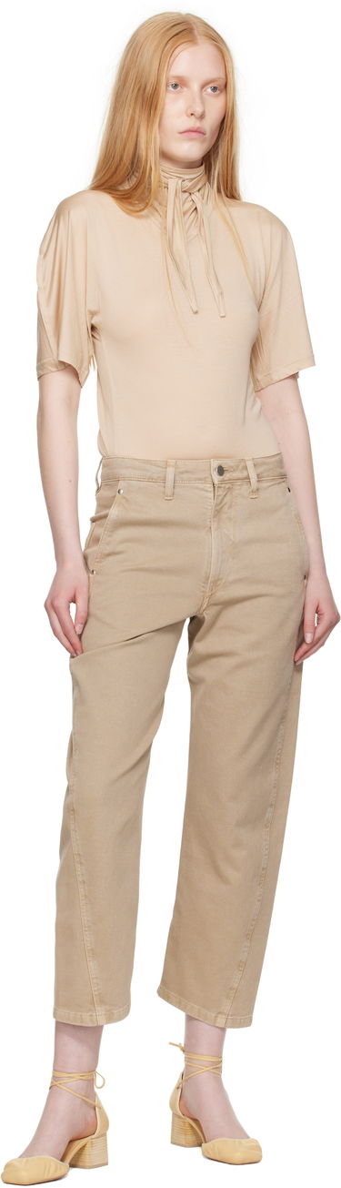 T-shirt LEMAIRE Lemaire Short Sleeve Foulard T-Shirt Beige | TO1337 LJ1011, 4