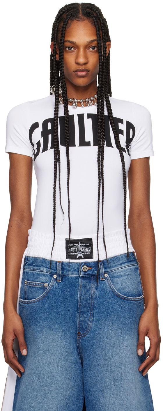 Linne Jean Paul Gaultier Gaultier Women's Graphic Print T-Shirt Vit | 24/25-F-TS071I-J056-0100