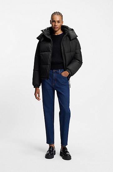 Pufferjacka BOSS Water-repellent puffer jacket with detachable hood Svart | 50546393, 1