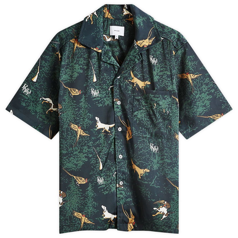 Skjorta Rhude Scrambled Dog Vacation Shirt Grön | RHFW24SR010160015