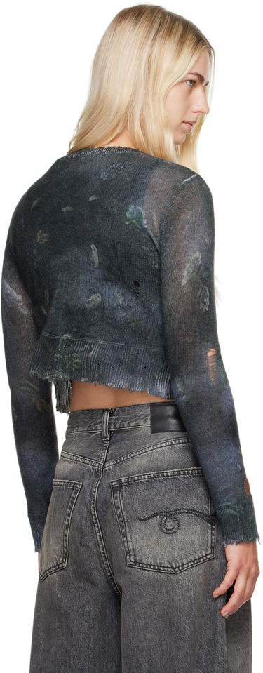 Sweater R13 R13 Cropped Distressed Cardigan Grå | R13WY041-Y157A, 2