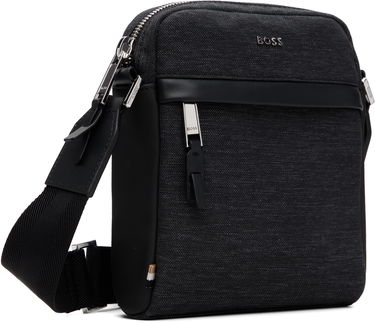 Axelväska BOSS Textured Fabric Crossbody Bag with Logo Hardware Svart | 50548022, 1