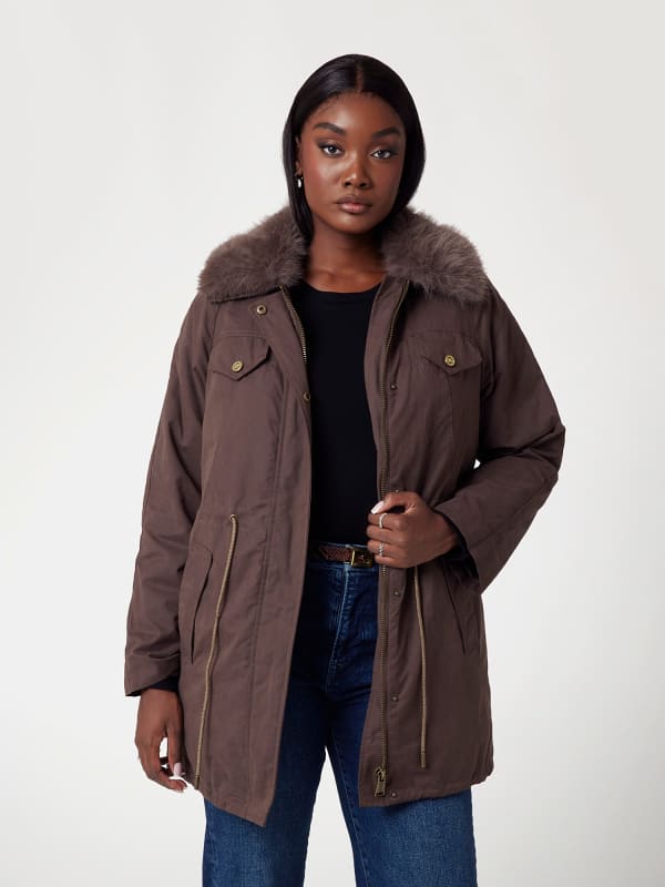 Parkas GUESS Faux Fur Collar Parka Jacket Brun | W4BL45WGK30