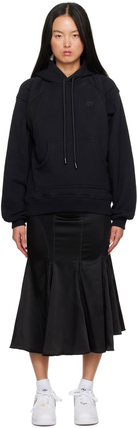 Klä Off-White Black Hooded Maxi Dress Svart | OWDB491F23FAB0011010