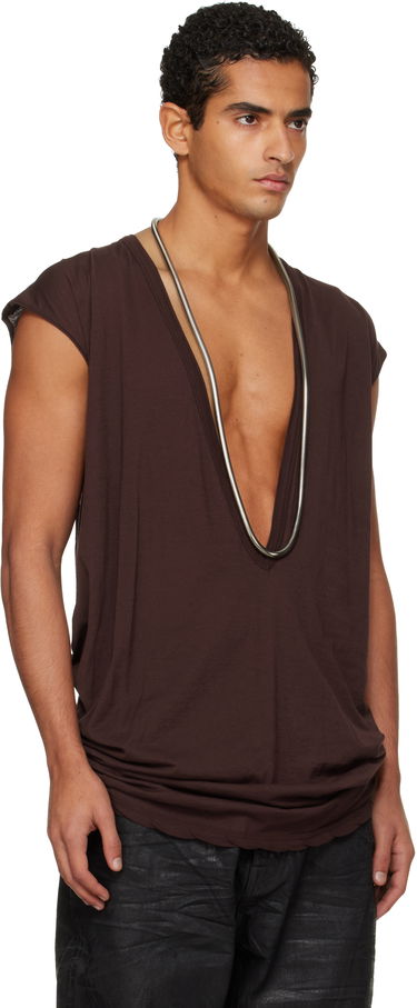 T-shirt Rick Owens DRKSHDW Concordians Dylan Deep V-neck T-shirt Brun | DU02E7157 BH, 1