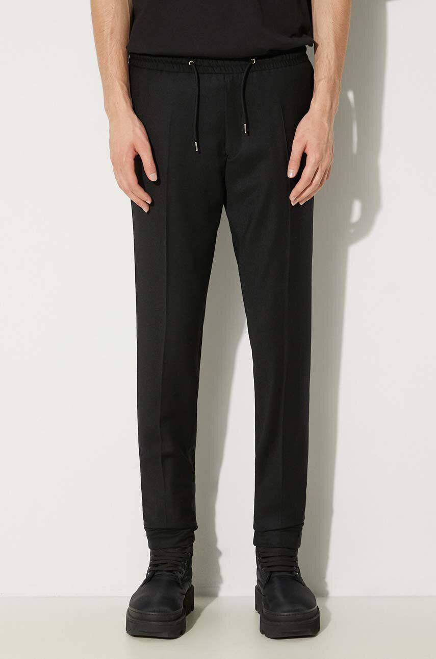 Byxor Paul Smith Paul Smith Wool Blend Tapered-Fit Drawstring Trousers Svart | M1R.921T.N00109, 0