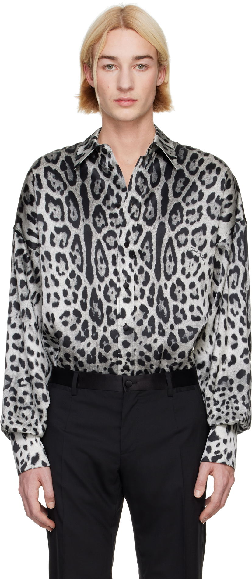 Skjorta Dolce & Gabbana Dolce&Gabbana Super-Oversize Leopard-Print Silk Shirt Vit | G5MG0TIS1WT