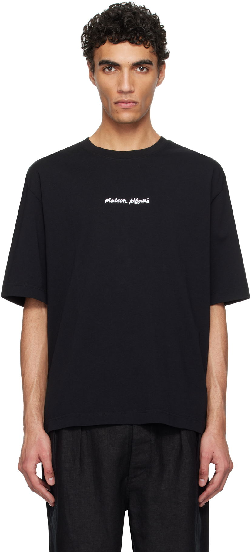 T-shirt MAISON KITSUNÉ Maison Kitsuné Handwriting Oversize T-Shirt Svart | OM00122KJ0119