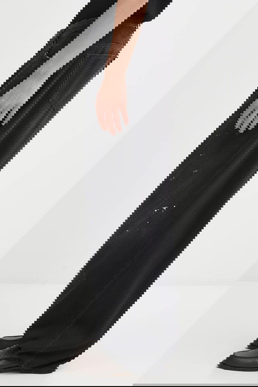 Jeans Maison Margiela MM6 Maison Margiela Wide-Leg Distressed Paint Splatter Jeans with Front Seam Detail Svart | SH0LA0011.M30011.966, 1