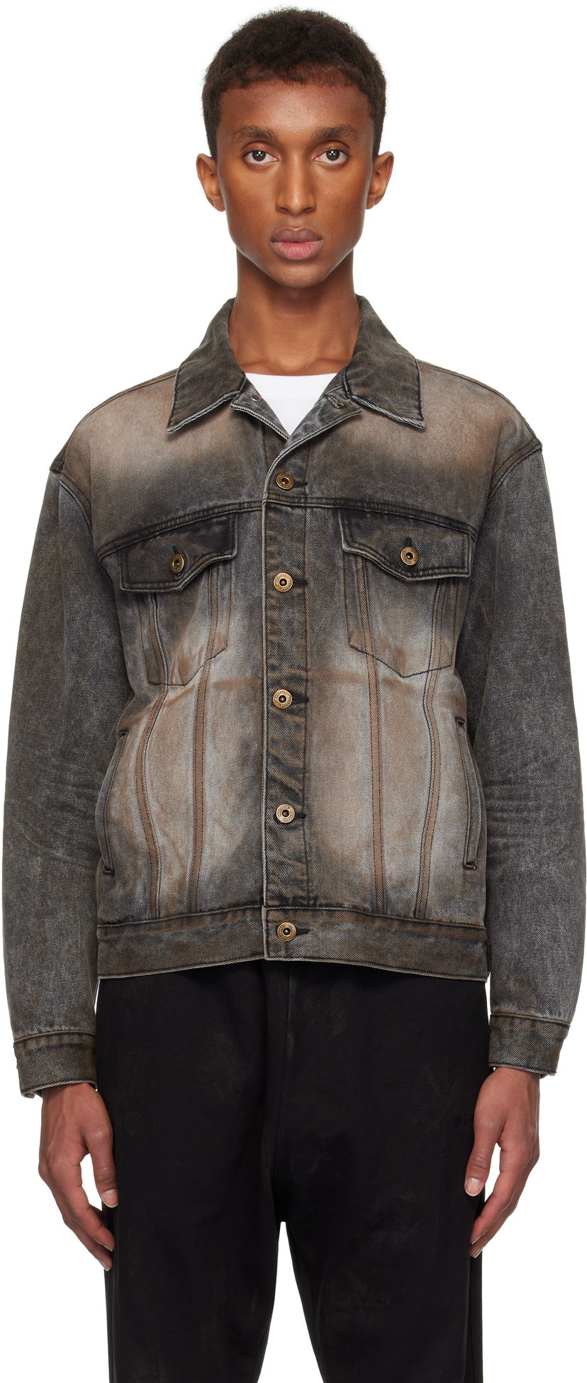 Jacka We11done We11done Washed Denim Jacket Grå | WD-DJ3-24-315-U-BK