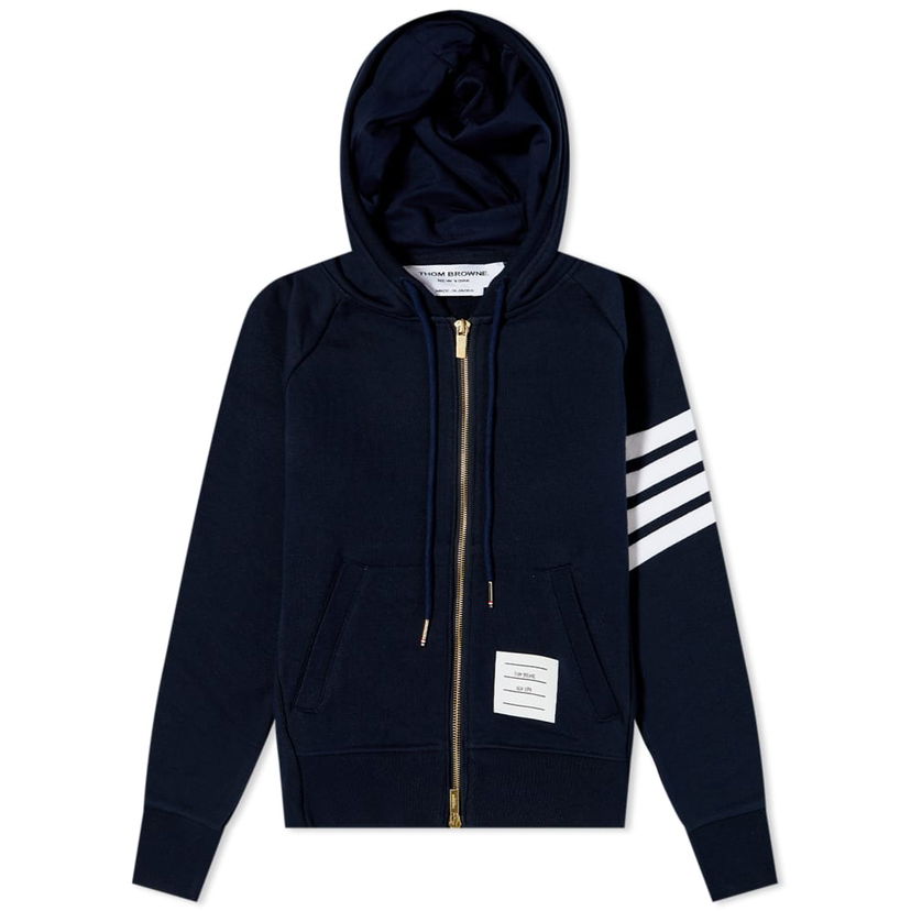 Sweatshirt Thom Browne Thom Browne Classic 4-Bar Zip Hoodie Mörkblå | FJT001A-00535-415