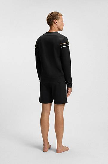 Sweatshirt BOSS BOSS Cotton-terry Sweatshirt with Signature Stripe Svart | 50545589, 1