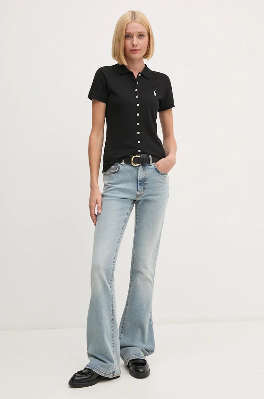 Polotröja Polo by Ralph Lauren Polo Shirt Buttoned Svart | 211939272, 1