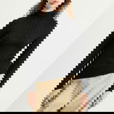 Sweater Bode Louise Patterned Knit Mock Neck Long Sleeve Top Svart | WRF25KT006-BLACK, 2