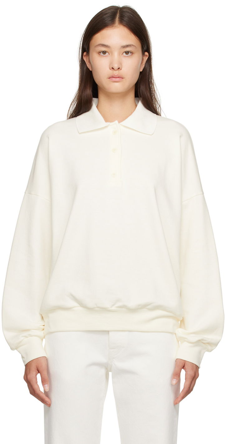 Sweatshirt The Row Corzas Oversized Polo Sweatshirt Vit | 5748-K290