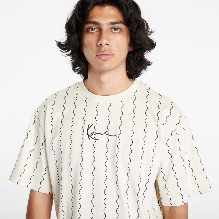 T-shirt Karl Kani Small Signature Ziczac Pinstripe Tee Vit | 6037819, 1