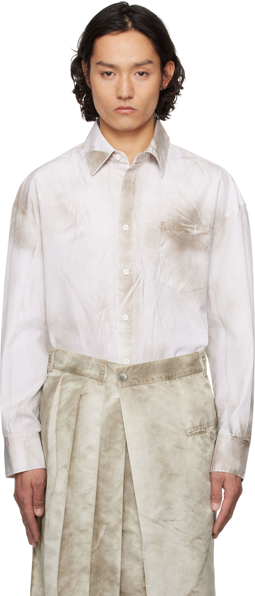 Skjorta Feng Chen Wang Feng Chen Wang Sandwashed Shirt Vit | FUS19SR01