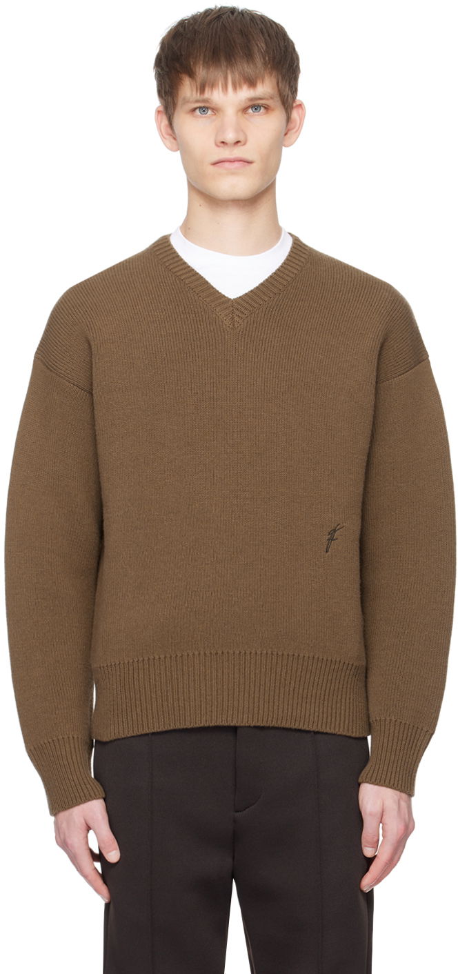 Sweater FERRAGAMO V-Neck Sweater Brun | 769799