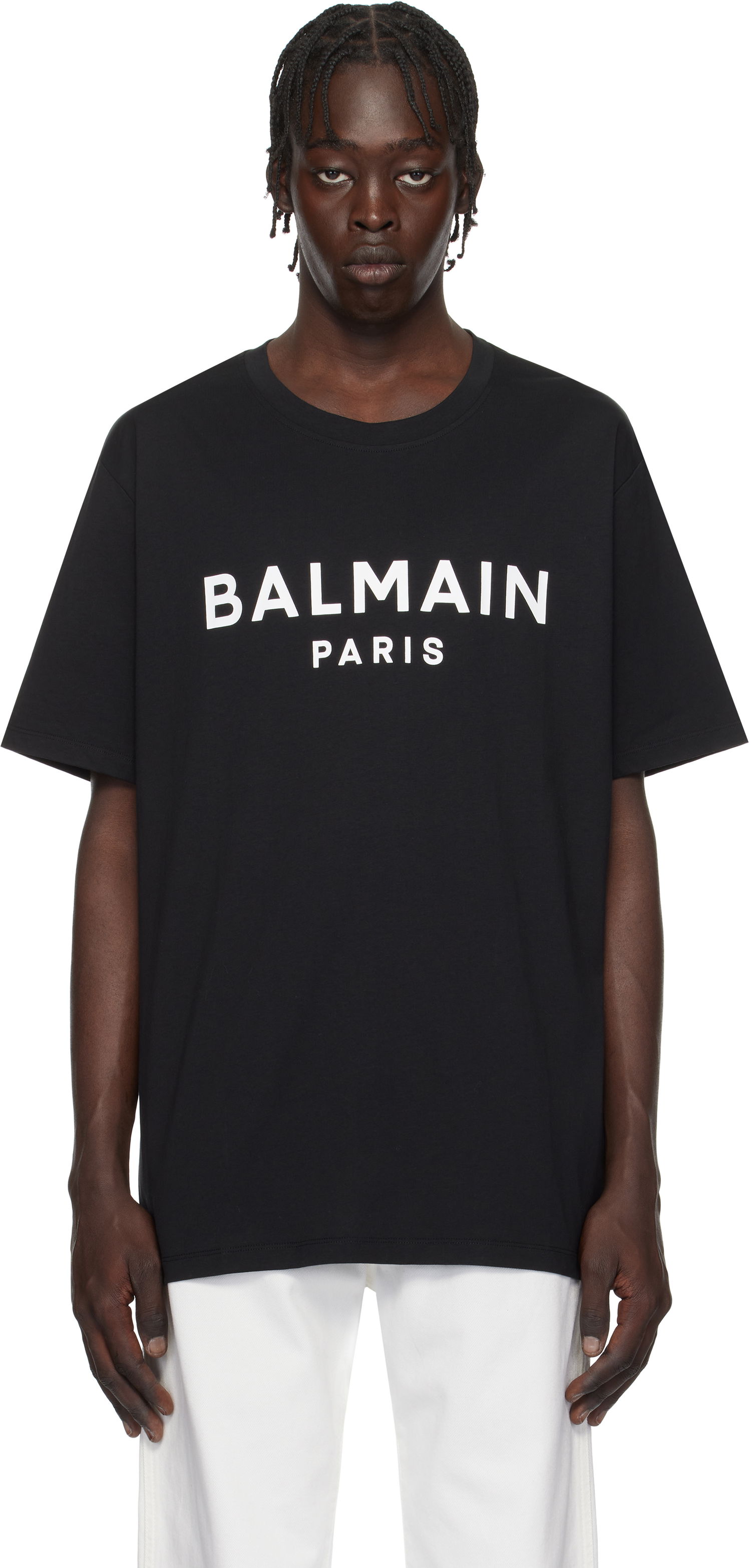 T-shirt Balmain Print T-Shirt Svart | EH1EG010BB73, 0