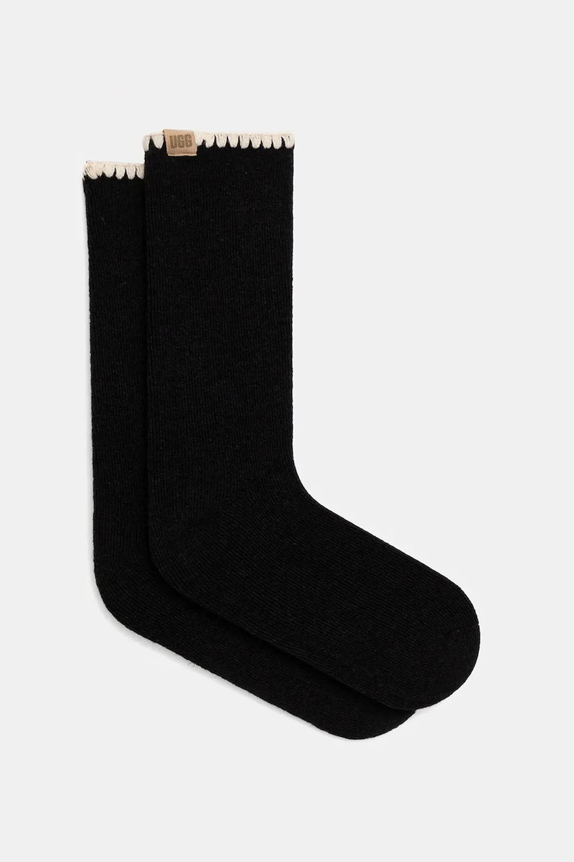 Strumpor UGG MARLENY Wool Blend Scalloped Trim Socks Svart | 1163870