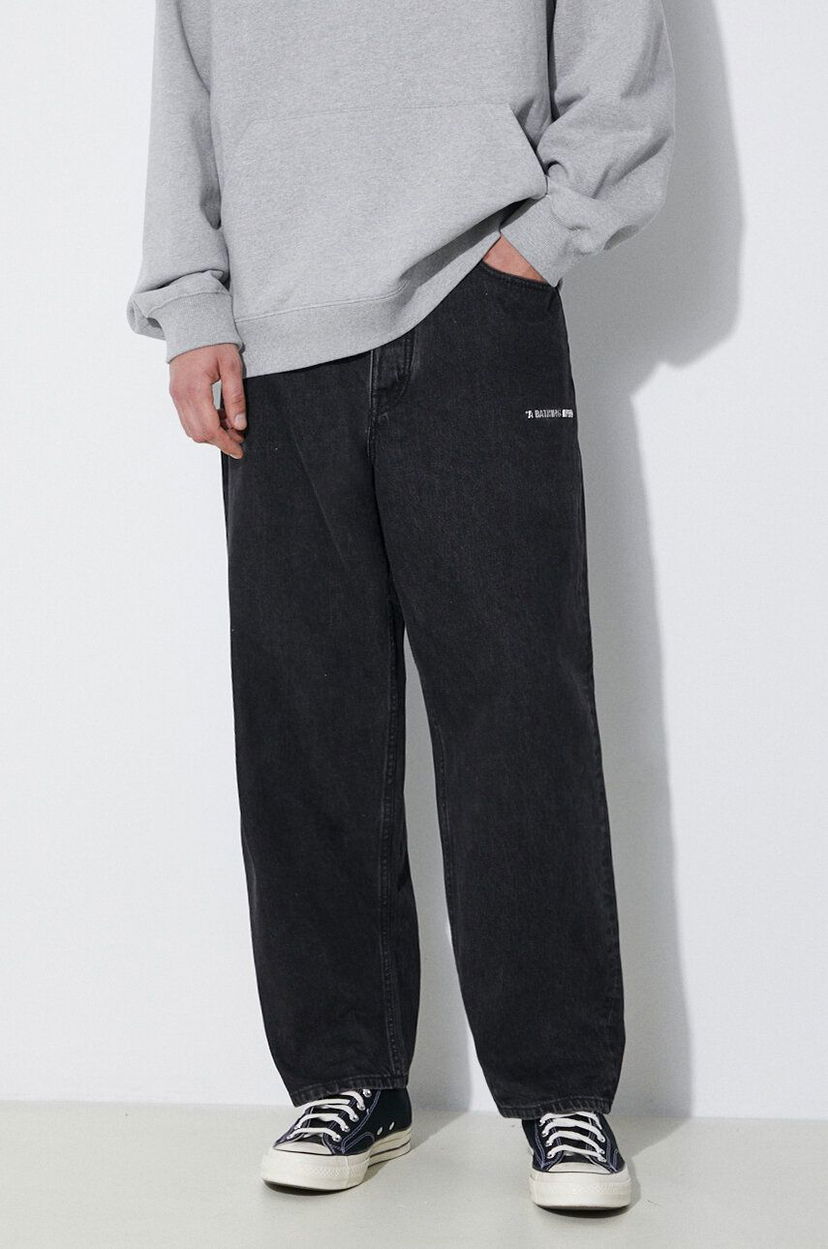 Jeans BAPE A Bathing Ape Metal Logo Pin Denim Pants Svart | 1J80150053