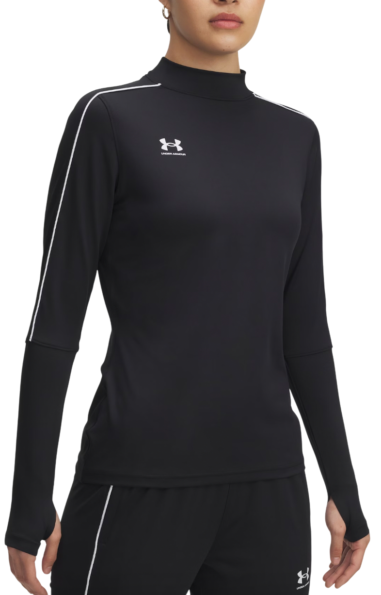 T-shirt Under Armour Challenger Midlayer Mock Neck Long-Sleeve Top with Piping Detail and Thumbholes Svart | 6004072-001