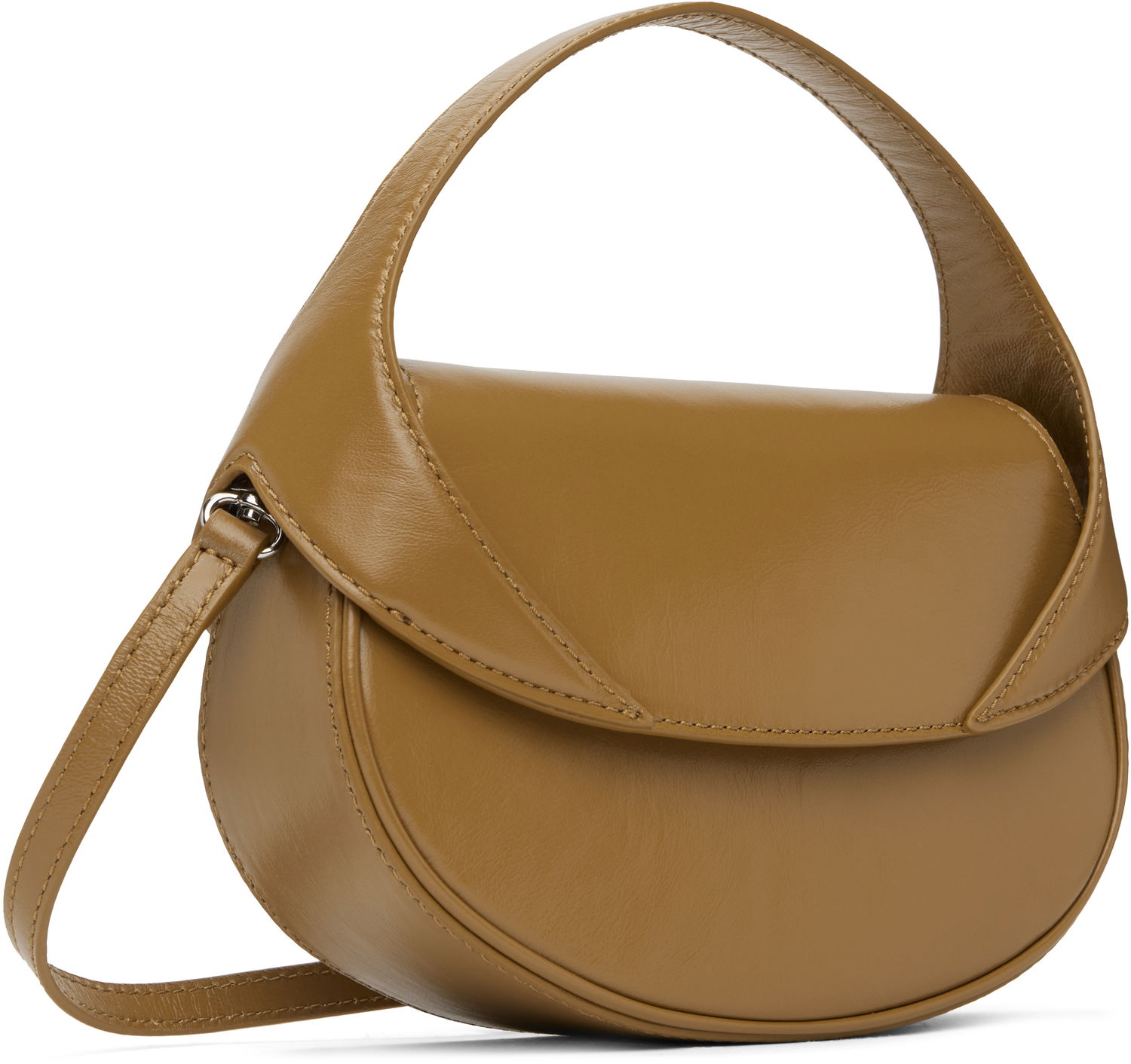 Handväska BY FAR Hari Creased Leather Shoulder Bag Brun | MWBTH008LL002BR044PL, 1