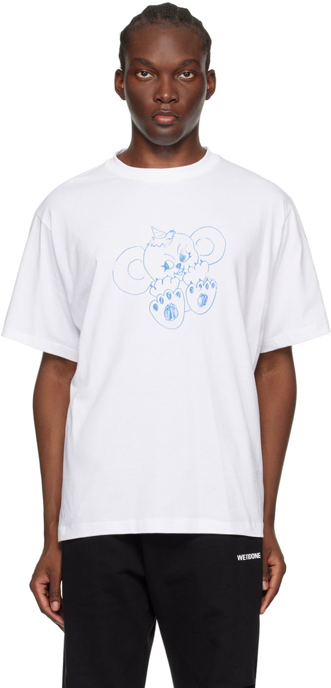 T-shirt We11done Monster Print T-Shirt Vit | WD-TT2-24-790-U-IV