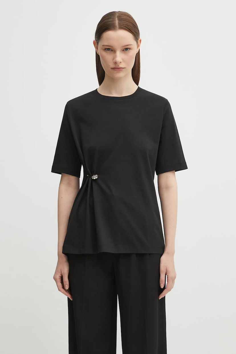 T-shirt KENZO Kenzo GOTS Drap Detail Loose T-Shirt Svart | FF62TS3514SG