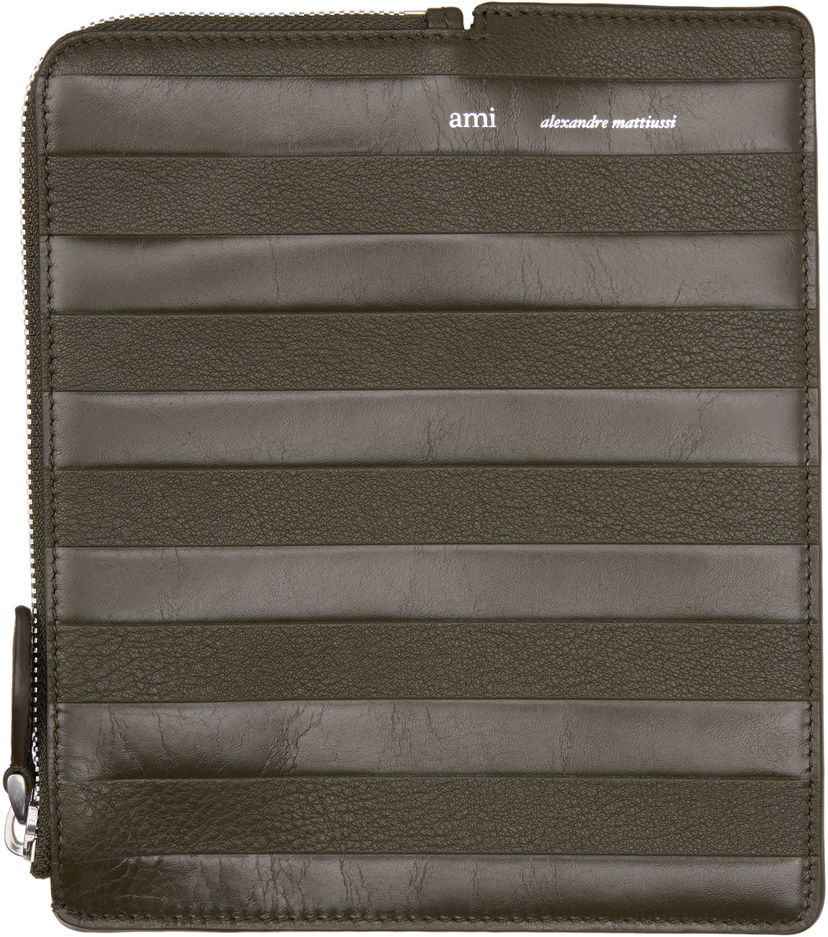 Plånbok AMI AMI Alexandre Mattiussi Leather Midi Wallet Grön | USL008.AL0090
