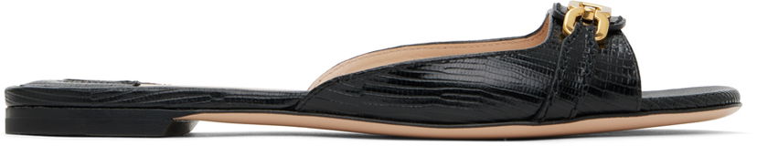 Tillbehör Tom Ford TOM FORD Whitney Stamped Lizard Leather Slides Svart | W3357-LCL097X